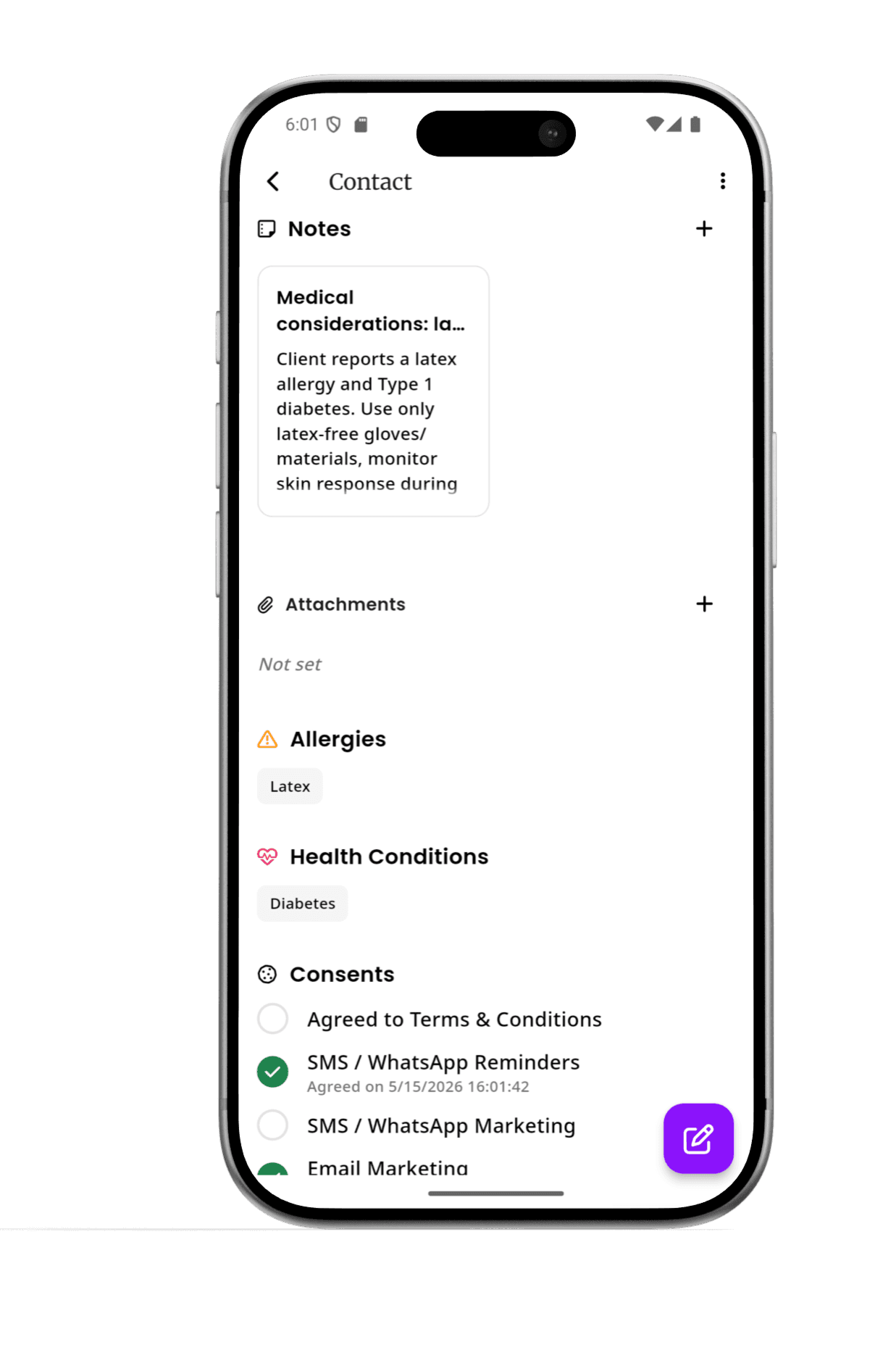 inkStar intake forms on iPhone showing signed digital tattoo consent forms and customer profile details